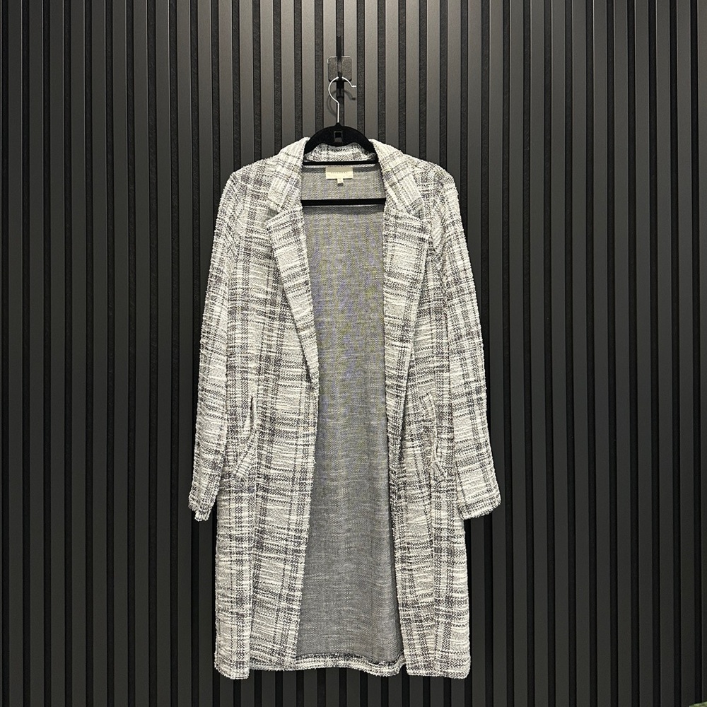 Melloday Grey Plaid Cardigan Jacket